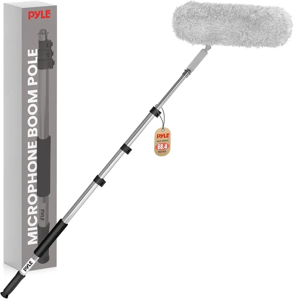 Pyle Telescope Microphone Boom Fish Pole for Shotgun Mics with Adjustable Length-5.7’ ft. (PMKSB06), Black