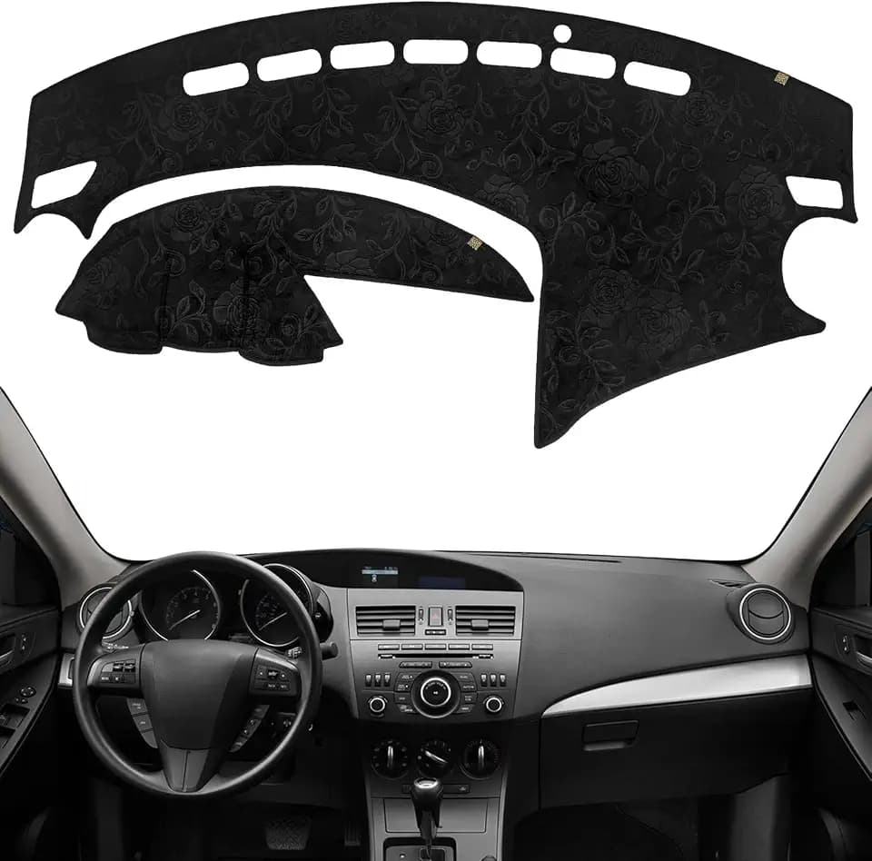 Dashboard Cover Dash Mat Fit for 2013-2010 Ma-zda 3 (for Left Hand Drive),Car Dash Board Mat Anti-Glare Carpet,Non-Slip Pad Sunshield Protector (Flannel)