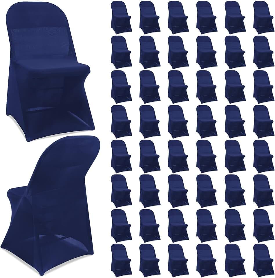 Newwiee 50 Pcs Spandex Chair Covers Bulk for Wedding Banquet, Navy Blue