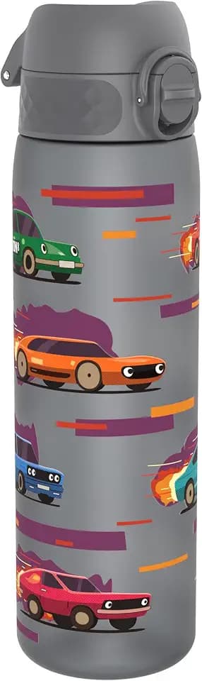 ion8 Trinkflasche, 500 ml, Auslaufsicher, Einhandöffnung, Sichere Verriegelung, Spülmaschinenfest, BPA-frei, Tragegriff, Klappdeckel, Leicht zu Reinigen, Sportwagen