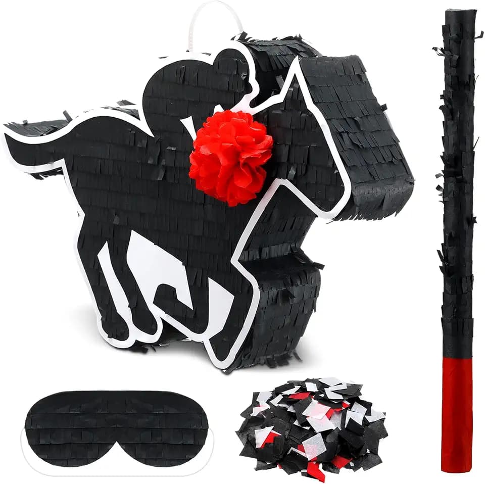 Hollowfly Horse Piñata with Rose Pattern Derby Day Jockey Piñata Include Blindfold Stick Confetti Western Cowboy Party Decoration Favors for Horse Racing Birthday Classroom Activities