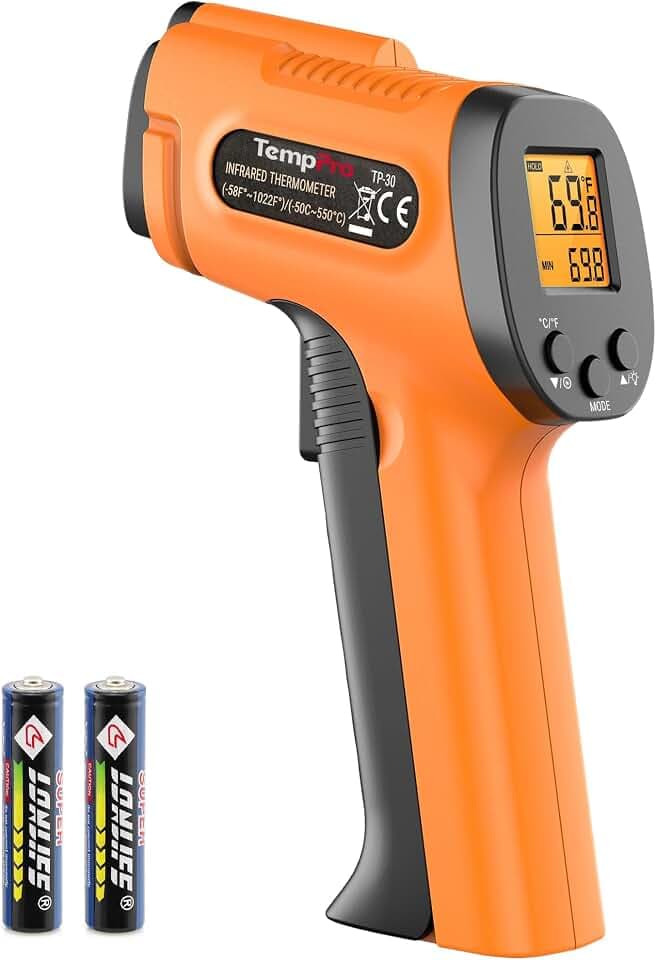 TempPro TempScan Infrared Thermometer Gun for Pizza Oven Griddle HVAC