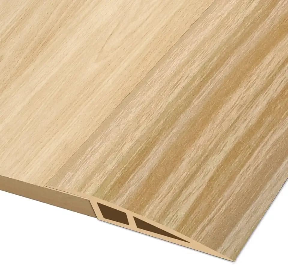 PVC Türschwellen Leiste, 3 M * 7CM Übergangsprofil Selbstklebend, Übergangsleiste Boden Höhenausgleich Abdeckleiste für Parkettböden Laminate Schwellen (Weißeiche, 10mm bis 15mm)