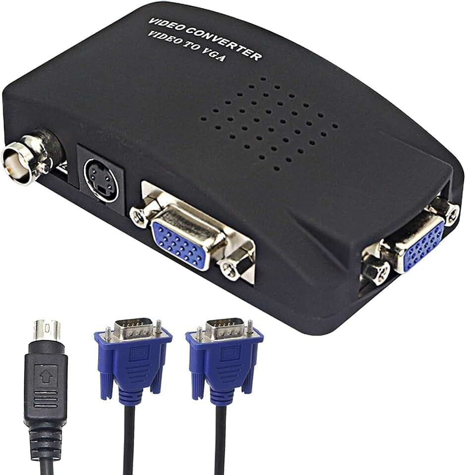 XMSJSIY BNC S-Video VGA zu VGA Konverter CCTV Kamera PC zu TV Adapter