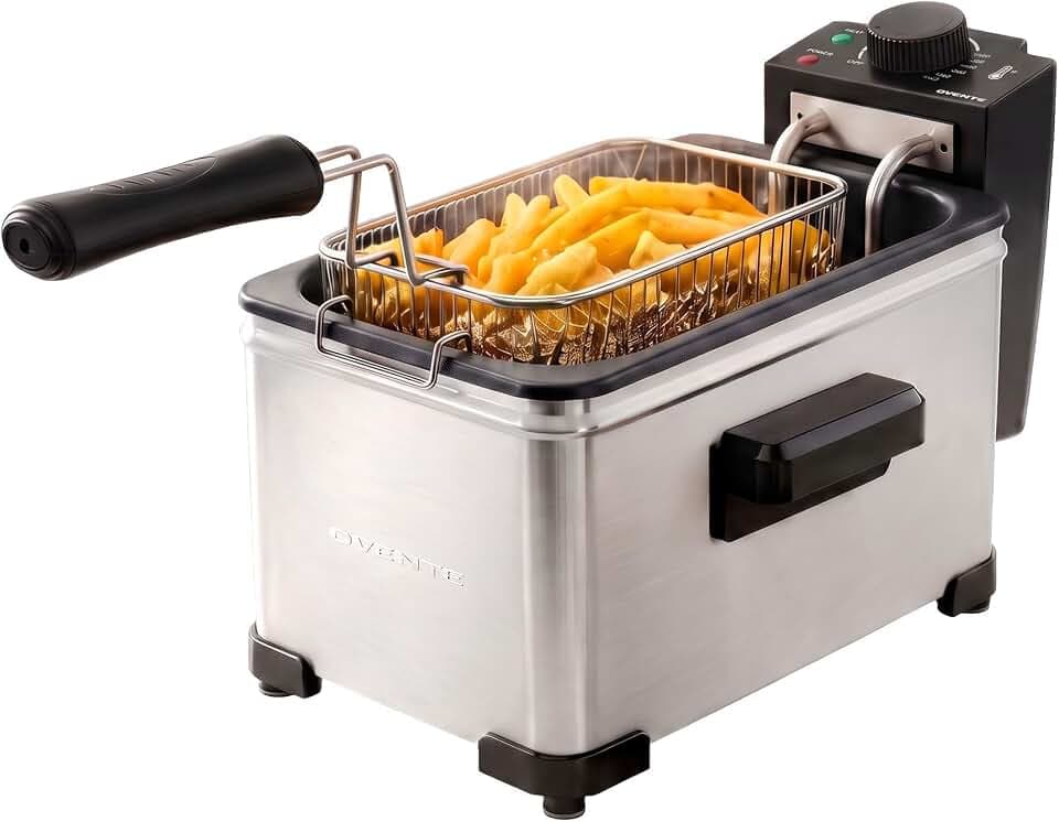 OVENTE Electric Deep Fryer, 2L Capacity, 1500W, Silver FDM2201BR