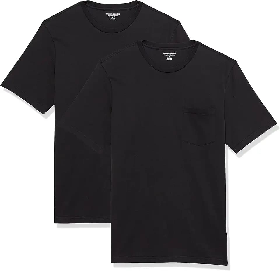 Amazon Essentials Men's Short-Sleeve Crewneck Pocket T-Shirts, Pack of 2