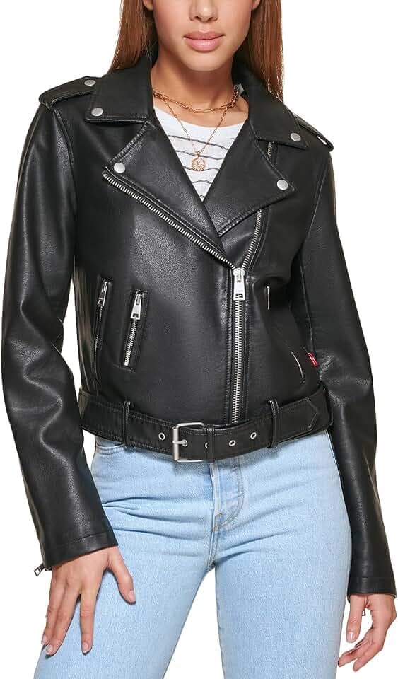 Levi's Women's Belted Faux Leather Moto Jacket Coat