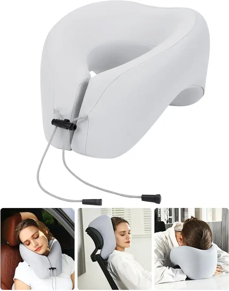 jiaao Nackenkissen Flugzeug, Reisekissen 100% Memory Foam - Reise Gadgets - Nackenhörnchen, Ideal für Reisen mit Auto, Bahn und Flugzeug - Nackenhörnchen Erwachsene (Grau)