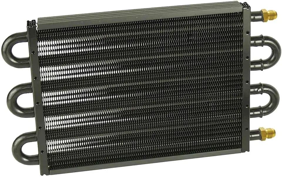 Derale Fluid Cooler, 13.5 x 7.625 x 0.75 in, Tube Type, 6 AN Male Inlet/Outlet, Aluminum, Black Powder Coat, Universal, Each