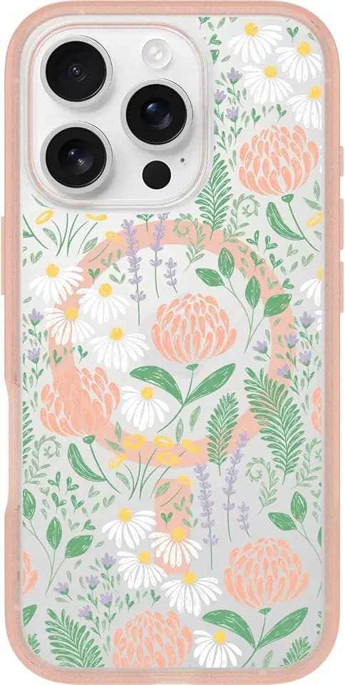 OtterBox iPhone 16 Pro Symmetry Series Clear Case - Peachy Bloom Pink
