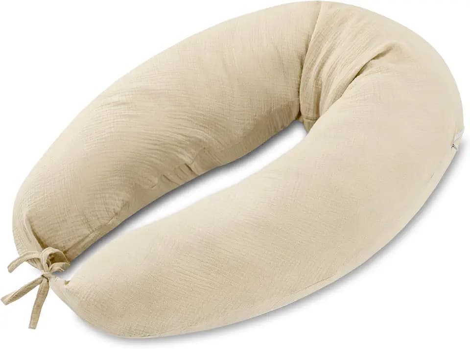 Totsy Baby Körperkissen 190 cm Lagerungskissen für Erwachsene – langes Body Pillow Komfortkissen zum Lesen und Anlehnen mit abnehmbarem Bezug Reißverschluss Beige Oeko-Tex