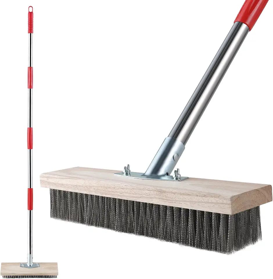 Mitclear Drahtbesen mit Teleskopstiel(145cm), Unkraut Moos Algen Flecken