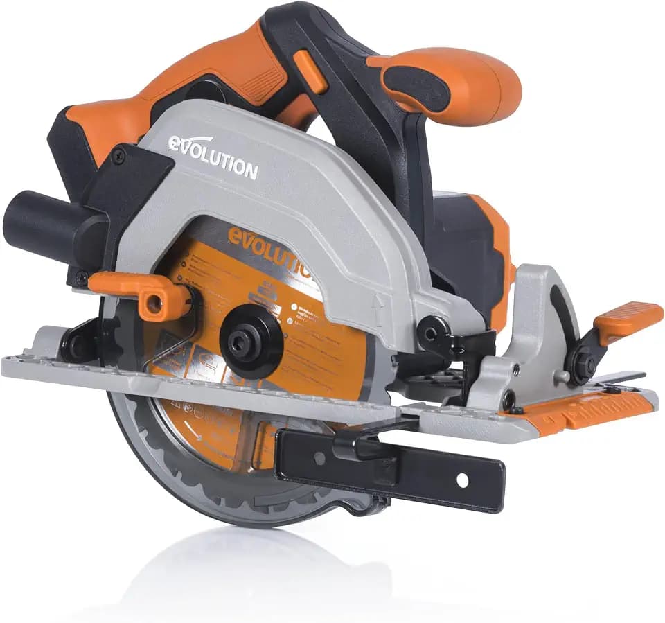 Evolution Power Tools R165CCS Li Akku-Kreissäge mit Mehrzweck-Schneide – 165 mm TCT-Sägeblatt im Lieferumfang enthalten, 3 Jahre Garantie, handkreissäge, handkreissäge mit führungsschiene