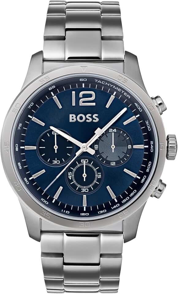 BOSS Chronograph Quarz Uhr für Herren mit Silbernes Edelstahlarmband - 1513527
