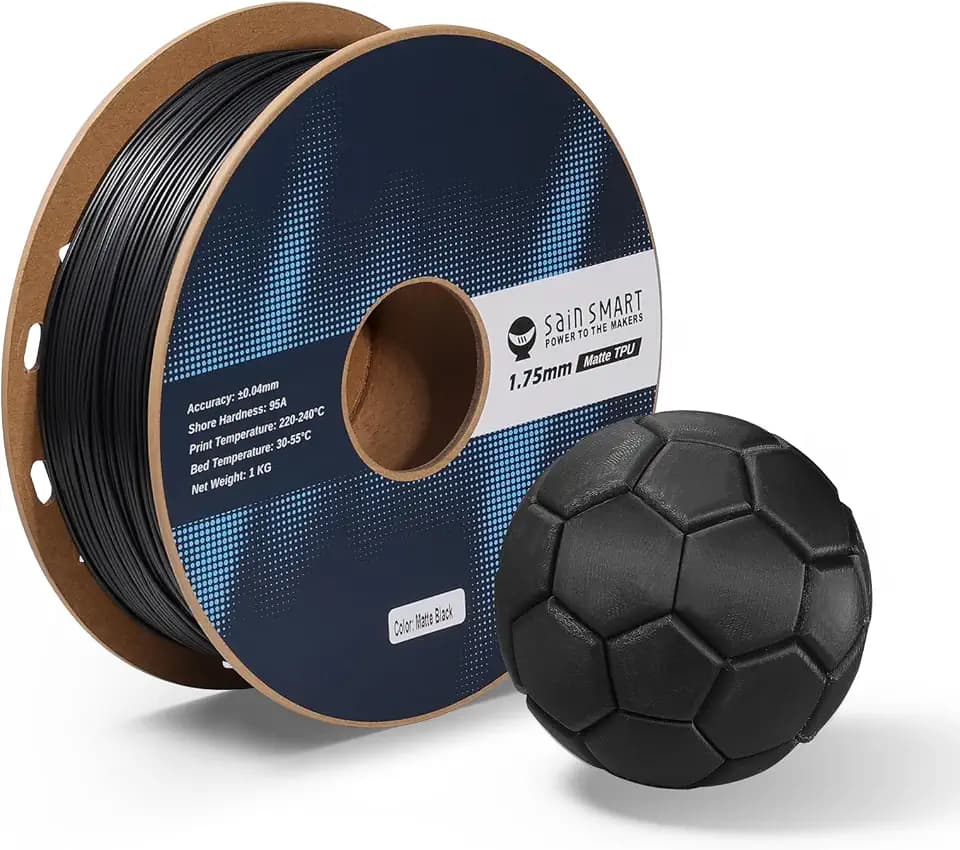 SainSmart Mattes TPU-Filament, schwarzes flexibles TPU-3D-Druckfilament, 1,75 mm, 1 kg, Maßgenauigkeit +/- 0,05 mm, 95A weiches TPU