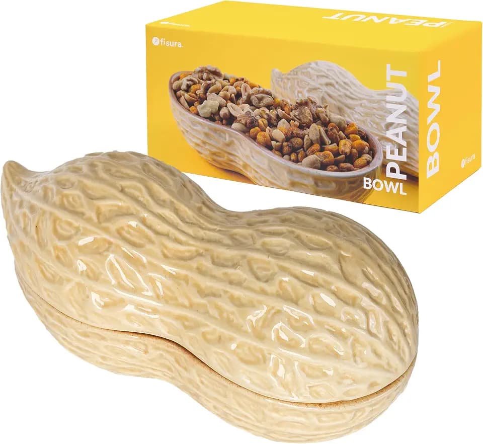 Fisura – Bowl Erdnuss. Originelle Snackschale. Schale für Snacks in Erdnussform. Bowl Erdnuss. Schüssel für Nüsse. 20 x 12 Zentimeter, Braun