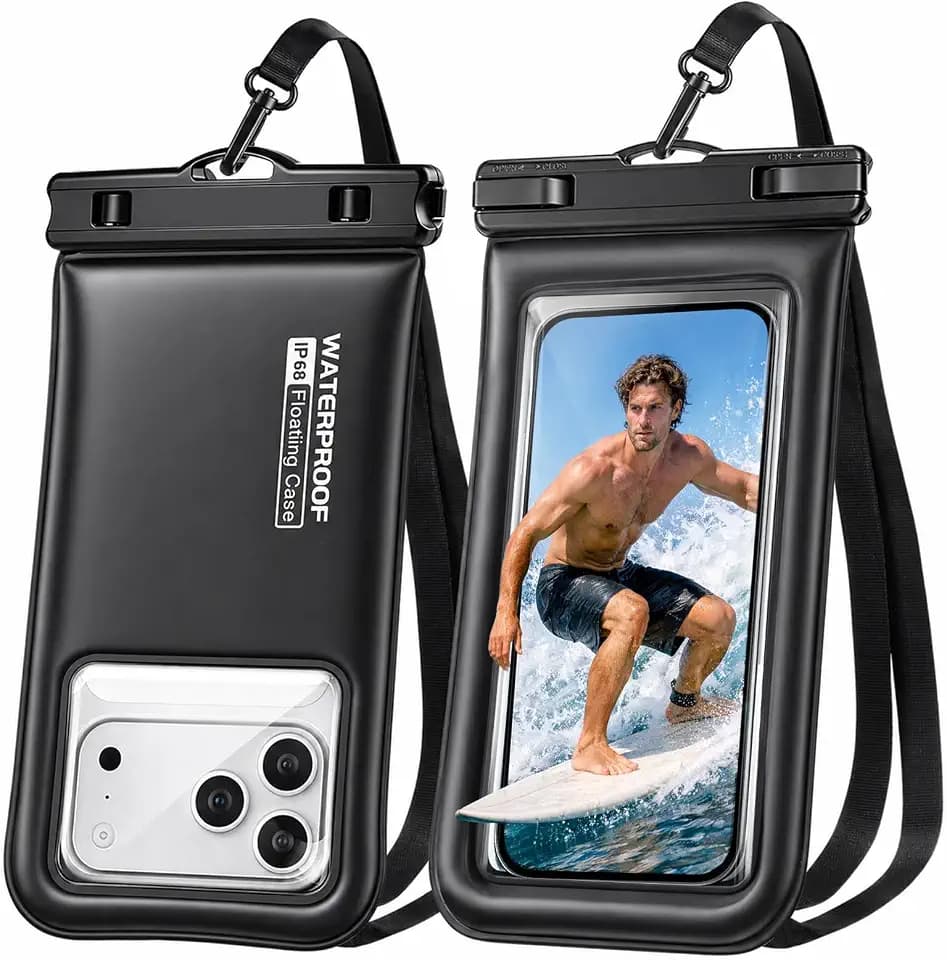PEDVSTY Floating Waterproof Phone Pouch 2 Pack - Up to 7.0", Black