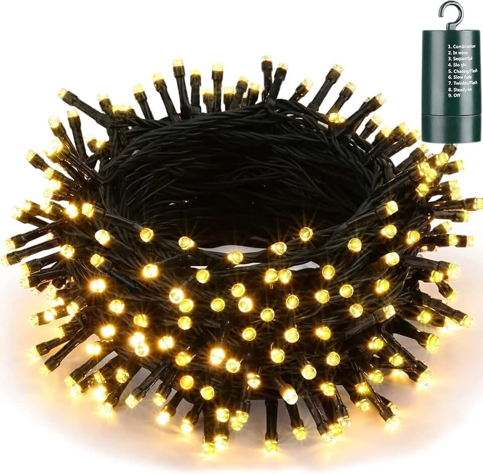 Joomer Lichterkette Batterie 20M 200 LED Warmweiß Weihnachten Lichterkette