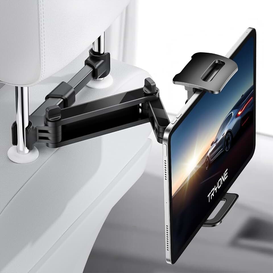 TRYONE Tablet Halterung Auto, Tablet Halter Kopfstütze - Ausziehbare KFZ-Kopfstützenhalterung für iPad iPhone Serie/Samsung Galaxy Tabs/Kindle Fire HD/Switch usw. 4,7-11 Zoll Geräte