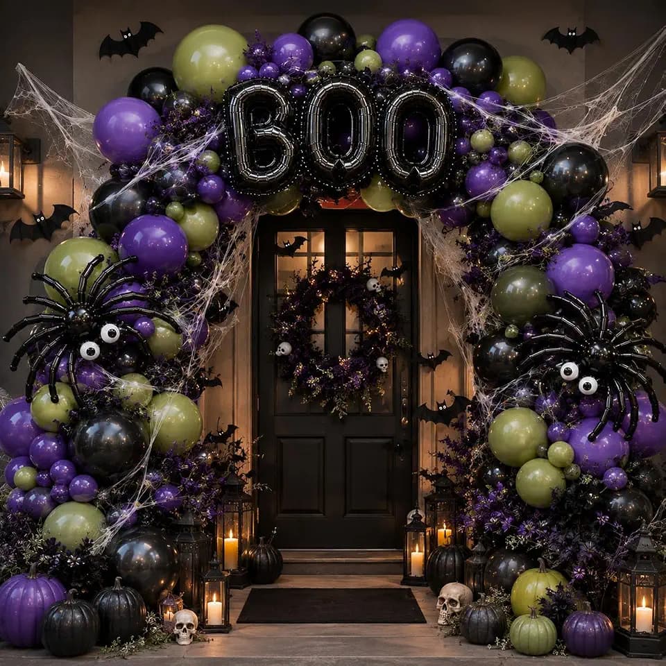 178PCS Double Stuffed Halloween Balloon Arch Kit for Halloween Party Decor
