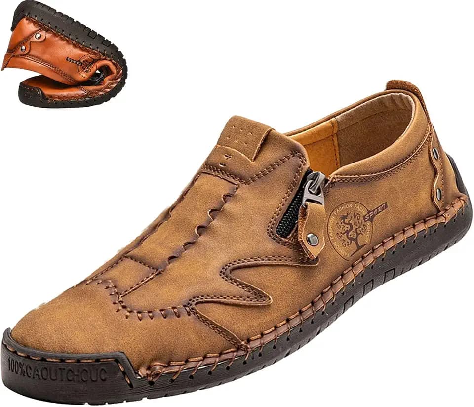 MOYOWEI Men's Slip On Loafers Leather Casual Driving Shoes