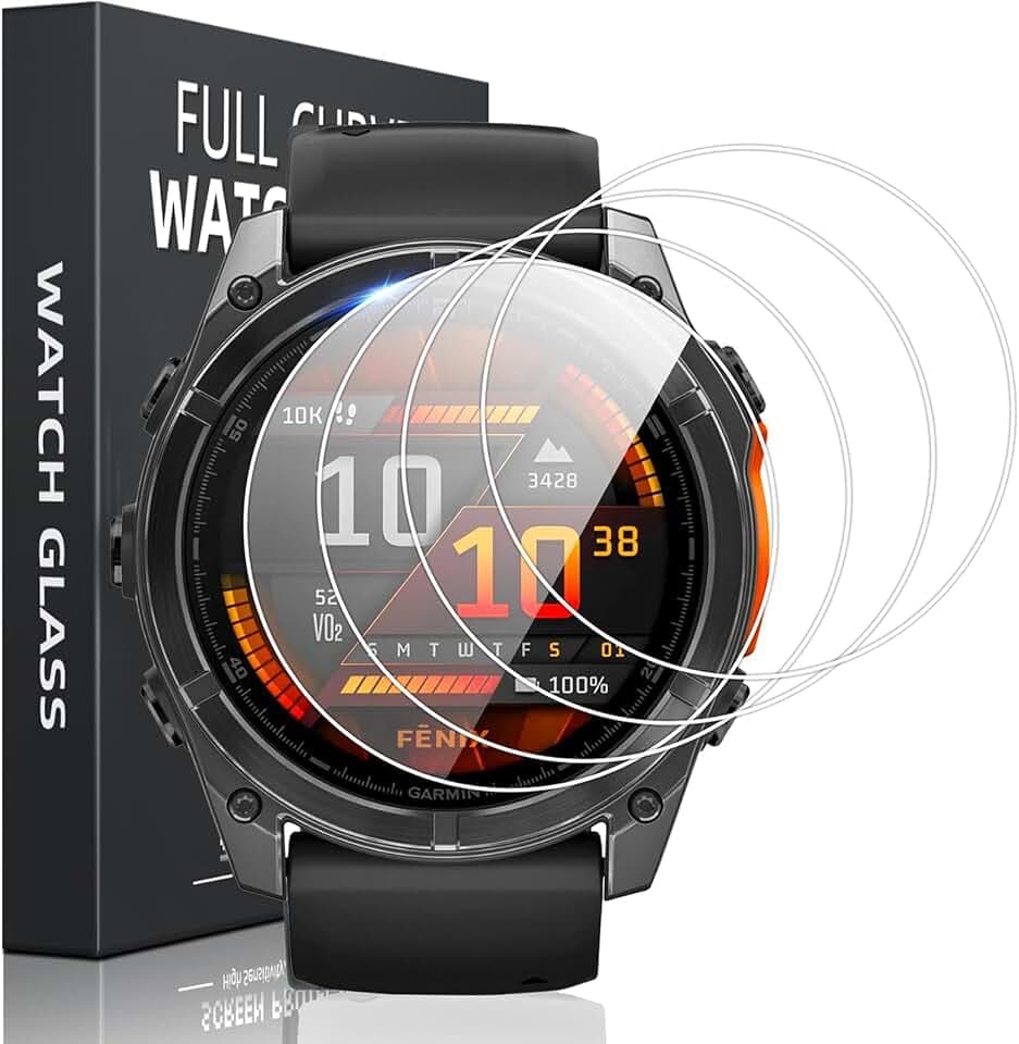 ZhuoFan 4 Stück Panzer Schutz Glas für Garmin Fenix 8 47mm Displayschutz,HD Klar Panzer Schutzfolie,Anti-Bläschen 9H Härte Anti-Kratzen Displayschutzfolie für Garmin Fenix 8 47mm
