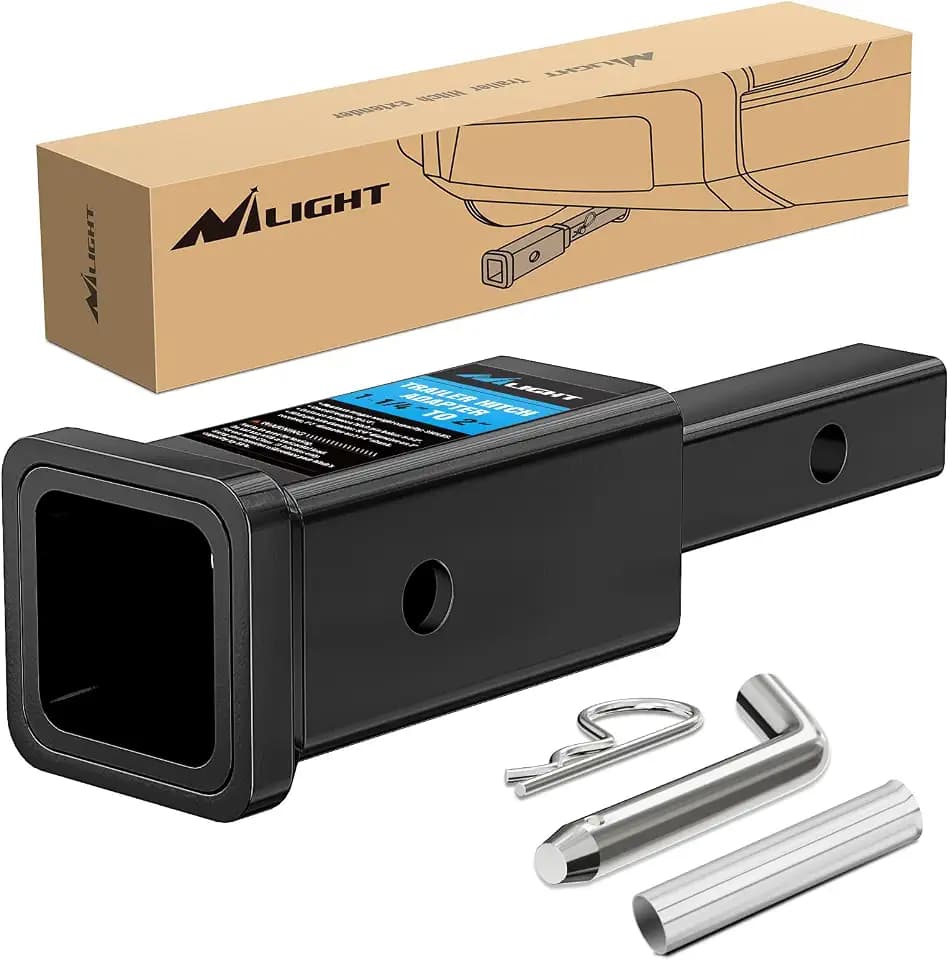 Nilight Trailer Hitch Receiver Extender, 1-1/4" to 2" Adapter | 6-1/2" Extension Sleeve Convertor 350Lbs with 1/2-Inch Diameter Pin and Clip with 5/8-Inch Adapter
