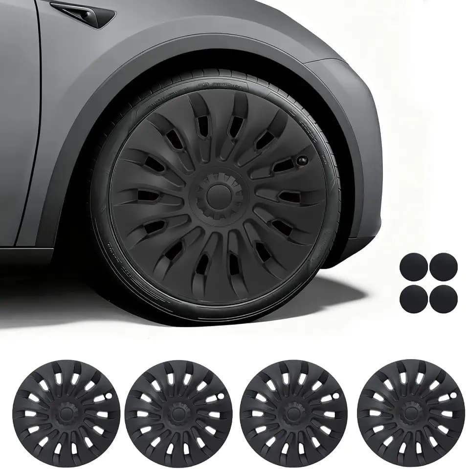 Tesla Highland Wheel Cover,Hubcaps 18 inch,Matte Black ABS Symmetry Design Compatible with Tesla Model 3 Highland 2024 2025 Photon Wheel