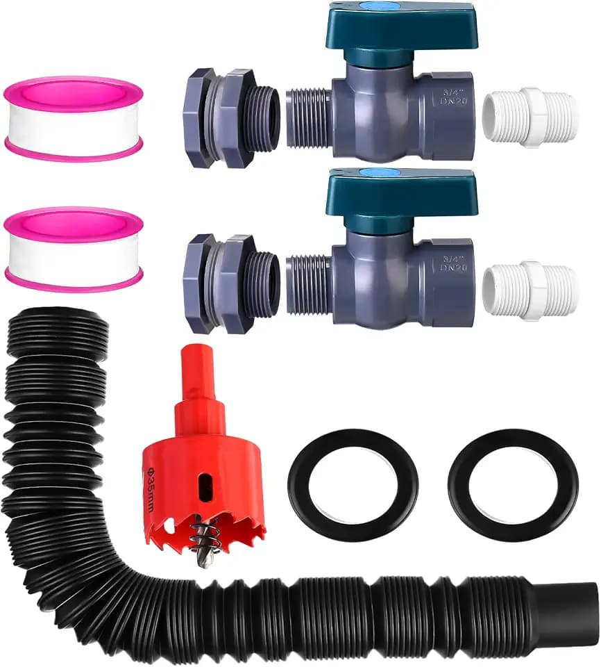 2 Sets 3/4 Inches Rain Barrel Spigot Kit Water Barrel PVC Garden Diverter Kit Include Bulkhead Fitting Hose Faucet Adapter and Thread Seal Tape for Home Outdoor(Classic Style)