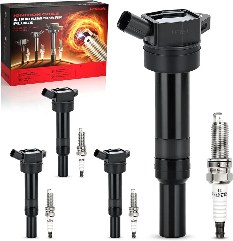 UF651 Ignition Coils & Spark Plugs Set For Hyundai Elantra Tucson Kia Soul