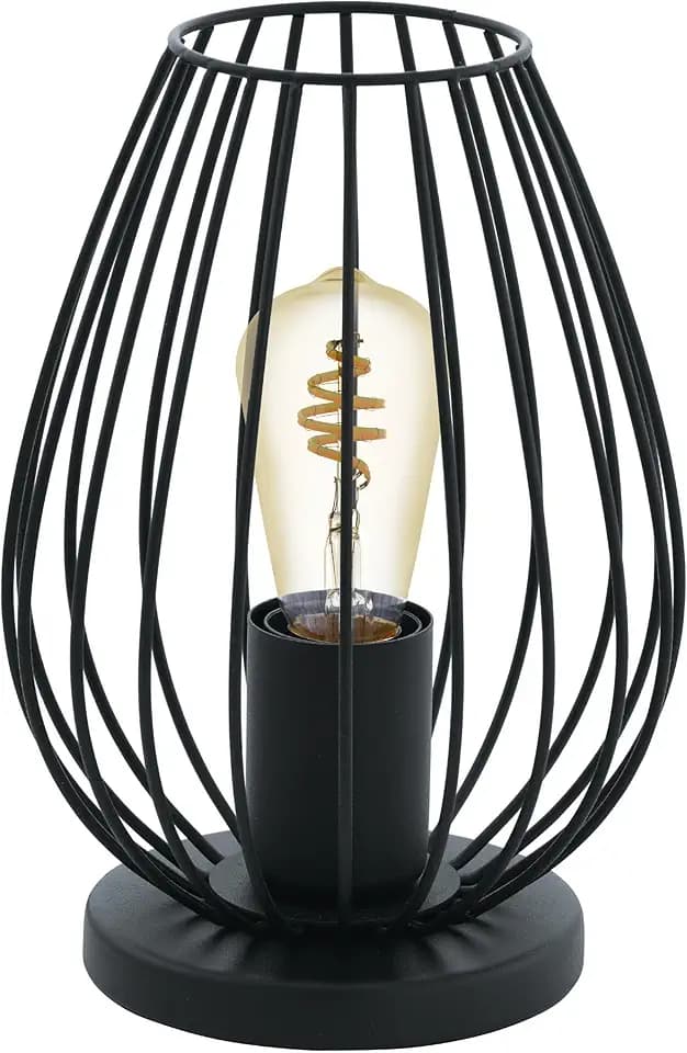 EGLO Tischlampe Newtown, Vintage Tischleuchte, Nachttischlampe Schwarz