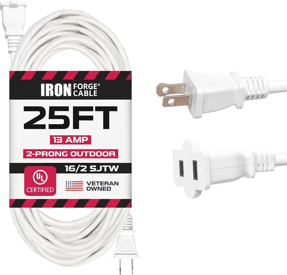 Iron Forge Cable 16 Gauge Medium Duty White Extension Cord, 25 Ft - SJTW