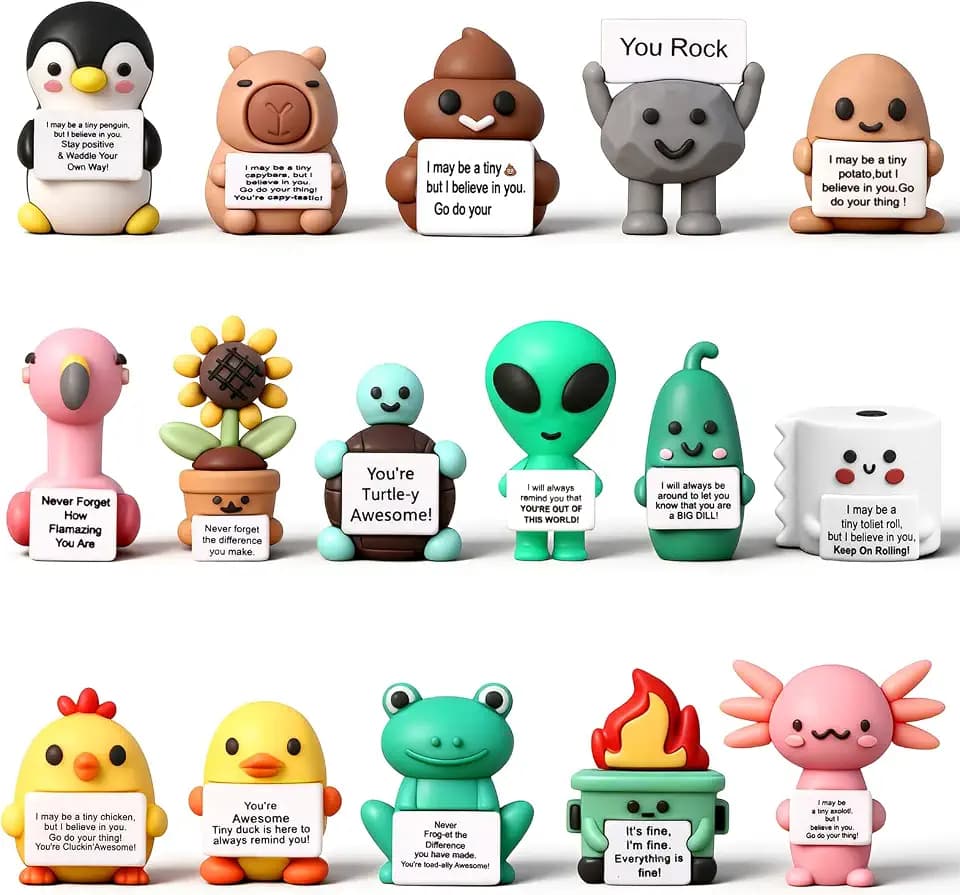 Gejoy 100 Pcs Mini Rubber You Rock Figures Positive Gifts, 16 Style Novel