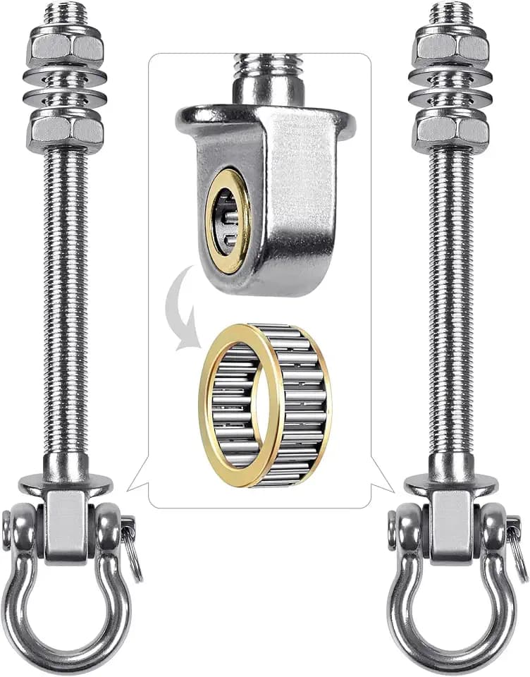 BeneLabel Heavy Duty Swing Hangers with Bearings - Set of 2 Stainless Steel 304 Hardware for Wood & Metal Beams - Ideal for Hanging Hammocks, Yoga Swings, Porch Swing - 1500LB Capacity - 7" x M2/5"