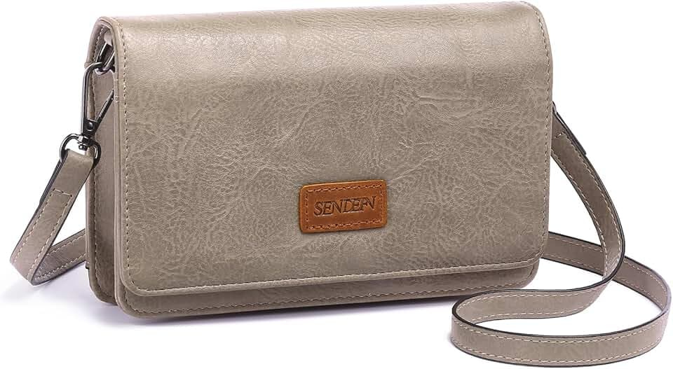 SENDEFN Umhängetasche Damen, Crossbody Bag Handytasche zum Umhängen, Kleine Handy Umhängetasche mit Verstellbarem Schultergurt, Doppel Reißverschluss Geldbörse Damen