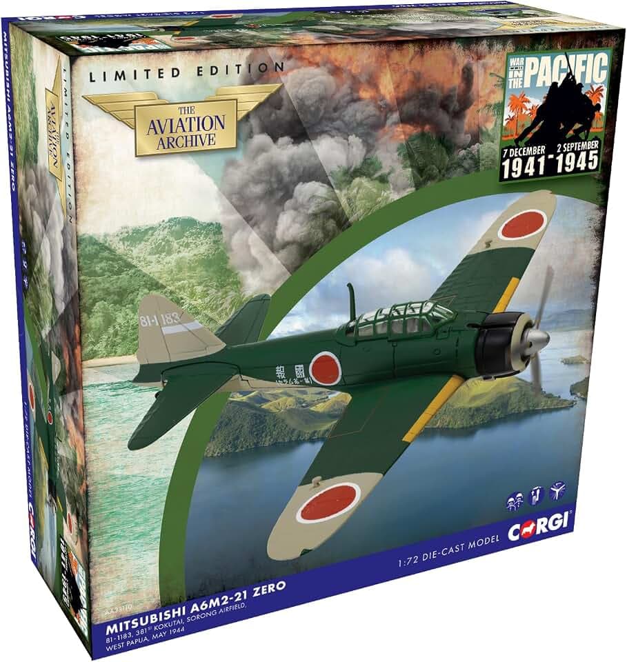 Corgi AA33110 Mitsubishi A6M2-21 Zero, Jeffman Island, 1944 - Diecast-Modell Luftfahrt, ab 14 Jahren