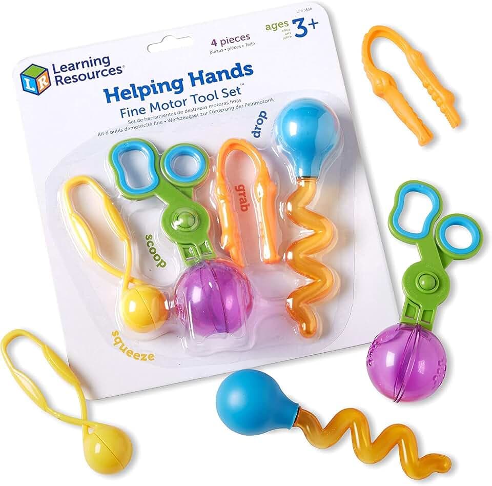 Learning Resources Helping Hands – Feinmotorik Werkzeugset für Kinder ab 3 Jahren – 4-teiliges Set mit Greif- & Pipettenwerkzeugen – Lernspielzeug – Geschenkidee