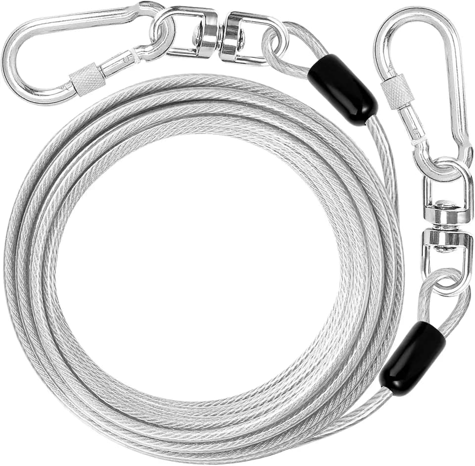 jenico Dog Tie Out Cable: 15 ft Dog Leads for Yard Heavy Duty