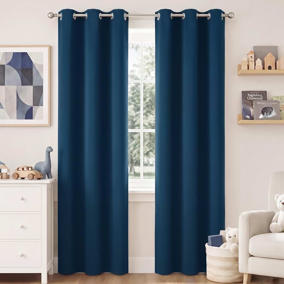 NICETOWN Morrocan Blue Room Darkening Curtains 84 Inches Long 2 Panels