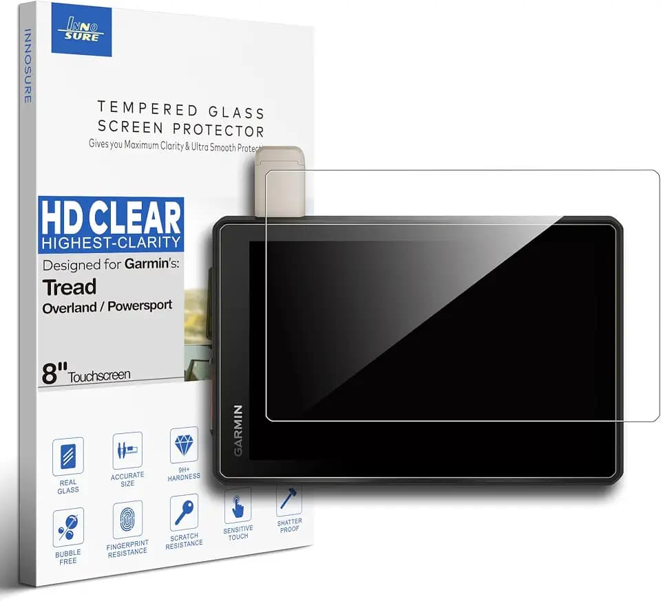 Tempered Glass Screen Protector for Garmin Tread & Tread 2 Overland/SxS Edition Powersport GPS Navigator 8 Inch Touchscreen (HD Clear)