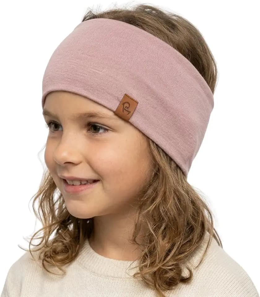 menique Kinder 100% Merino Sport-Stirnband, Weiches Haarband, Rosa
