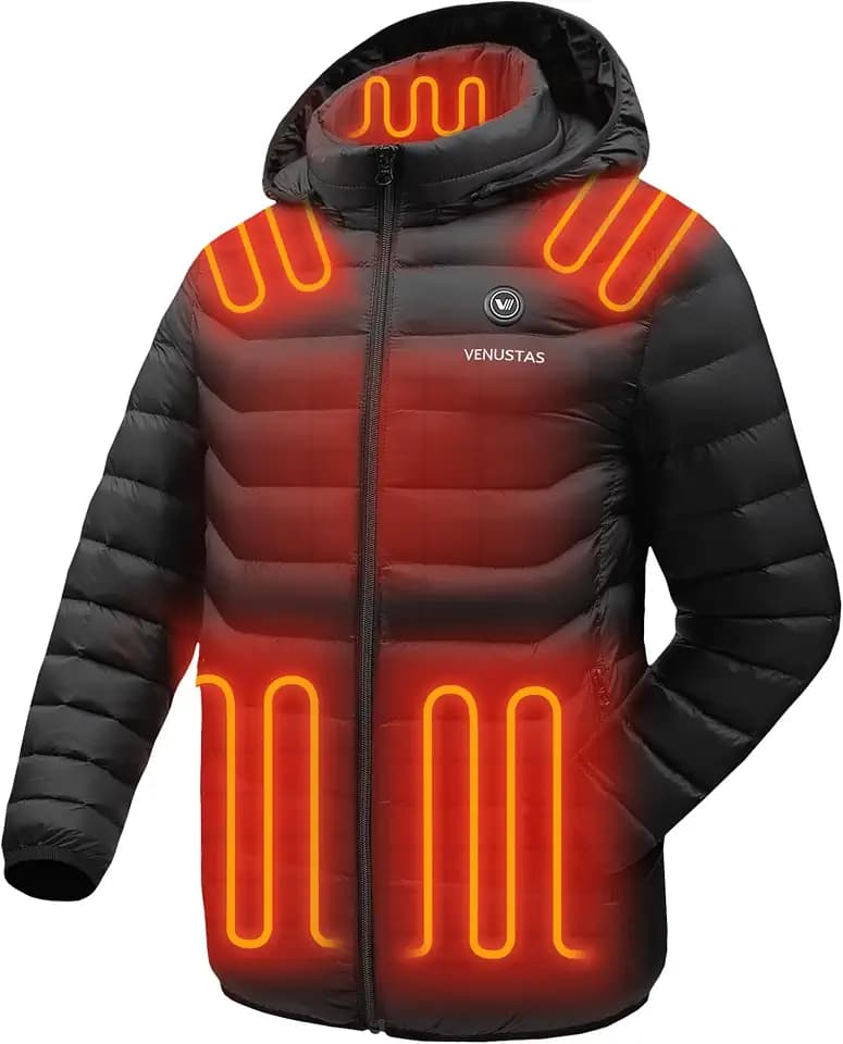 Venustas Unisex Heated Jacket, Lightweight Puffer with Battery Included