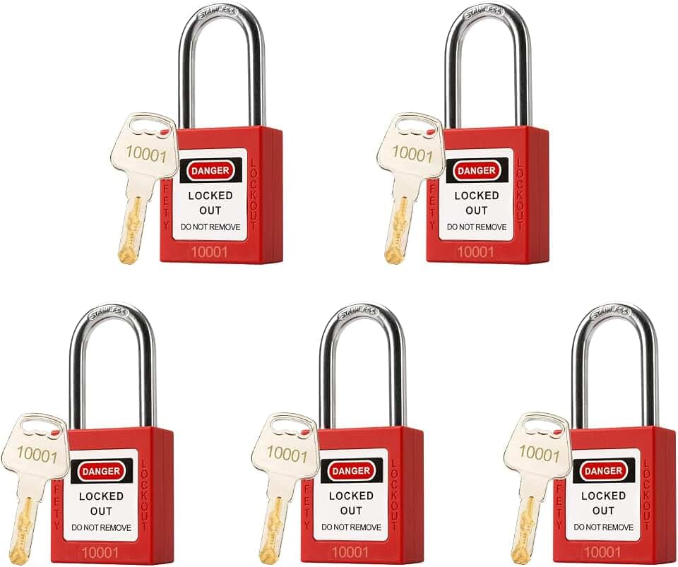 Lockout Tagout Locks Set,Loto Locks Keyed Alike,OSHA Compliant Safety Padlocks 5 pcs for Lock Out Tag Out Kits and Devices