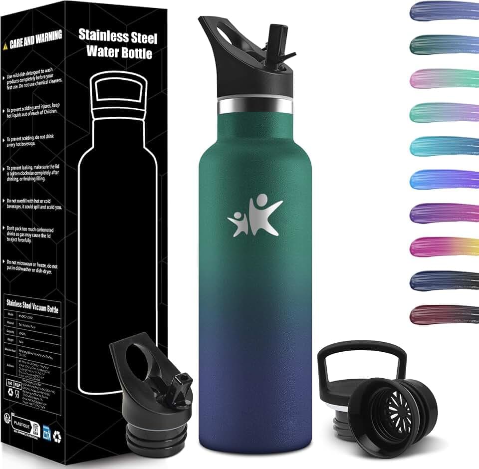 Honeyholly Trinkflasche Edelstahl, 750ML BPA-Frei, Thermosflasche, Auslaufsichere Isolierflasche Doppelwandig, Wasserflasche, Trinkflasche mit Strohhalm, Water Bottle Für Sport, Wandern, Büro
