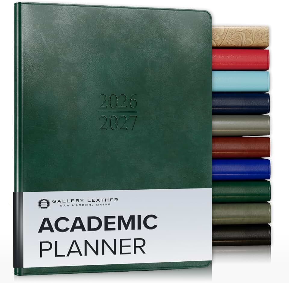 Gallery Leather Academic Planner 2026-2027 Acadia Green