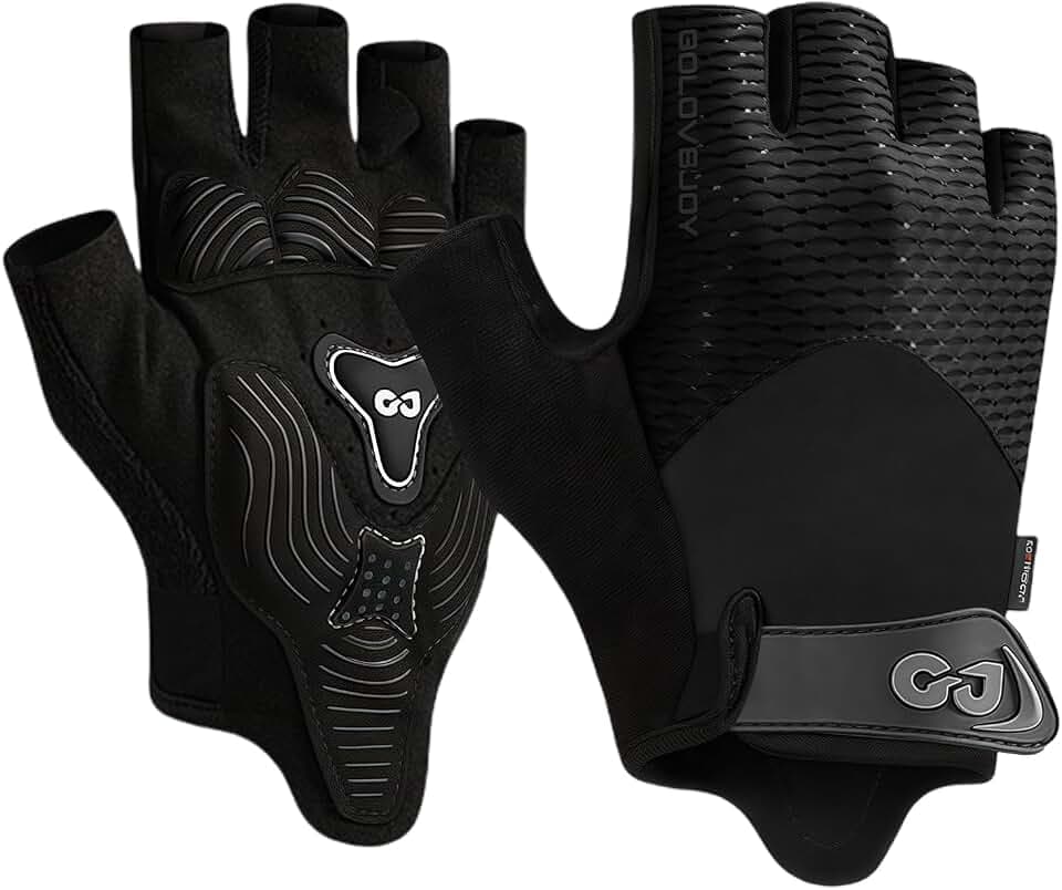 flintronic Fahrradhandschuhe Halbfinger für Herren Damen, Radsporthandschuhe rutschfeste und Stoßdämpfende mit 6mm Polsterung, Atmungsaktiv Radsporthandschuhe für Mountainbike, Rennrad, Fitnessstudio