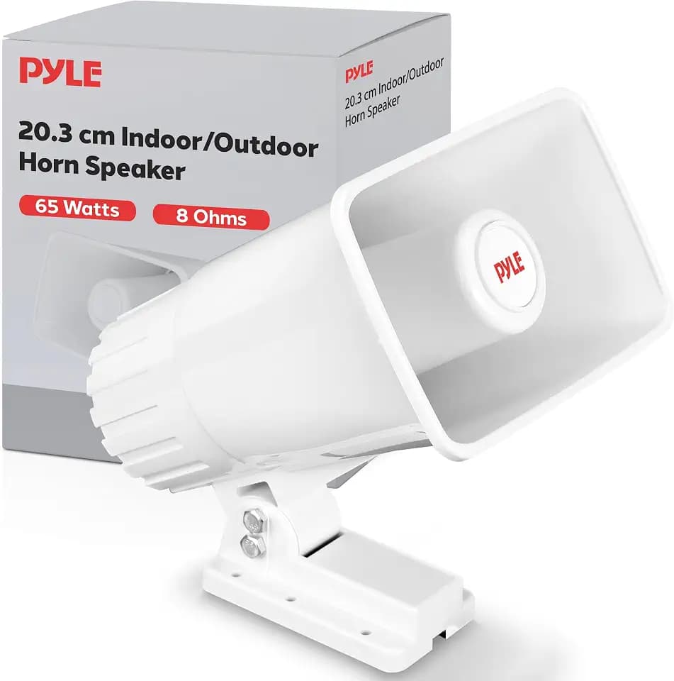 Pyle Indoor/Outdoor PA Horn Speaker - 8” Portable PA Speaker with 8 Ohms Impedance & 65 Watts Peak Power, Mounting Bracket & Hardware Included