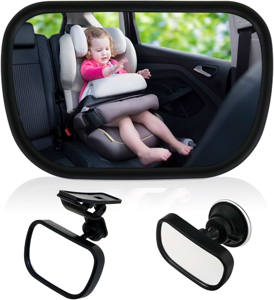 TedGem Rücksitzspiegel, Baby Kinder Rückspiegel, Rücksitzspiegel Baby, Rücksitzspiegel für Babys Kindersitz mit Saugnäpfe und Klammer, Einstellbare Auto Baby Ansicht hinten Sitz Baby Sicherheit Spiege