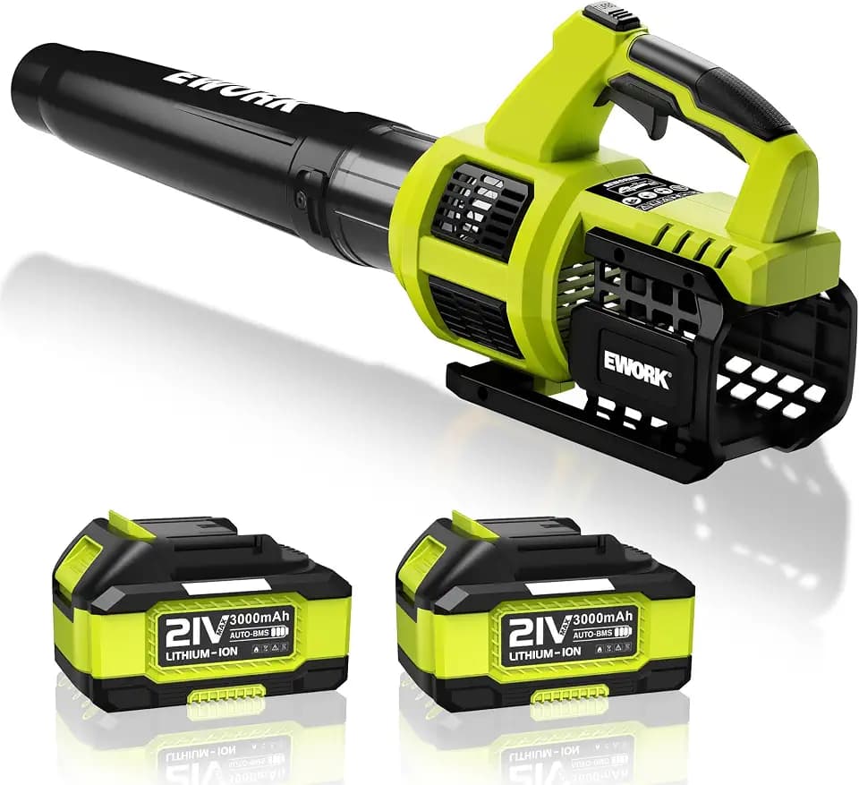 EWORK Cordless Leaf Blower 21V 550CFM with 2 x 3.0Ah Battery & Fast Charger