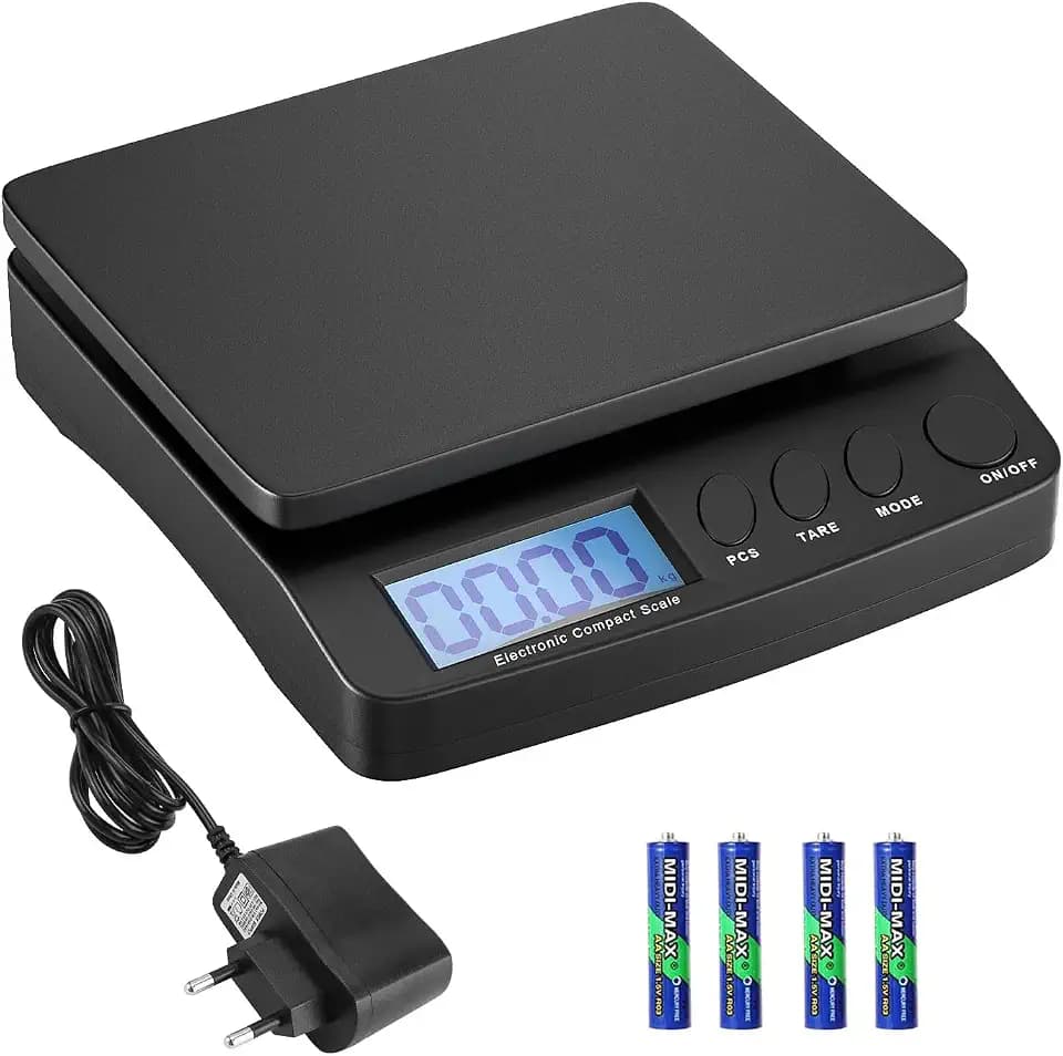 Anesty Digitale Paketwaage bis 30 kg, Briefwaage Plattformwaage Postwaage in 1g Schritten mit Zähl-, Tara- und Hold-Funktion für Geschäften/Küchen/Haus/Lager